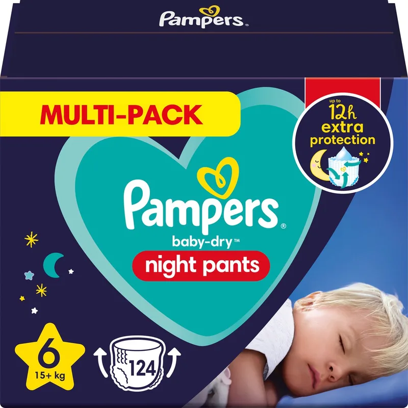 Night Pants - Maat 6 (15kg+) - 124 Luierbroekjes - Multi-Pack Nachtluiers de Pampers – photo produit