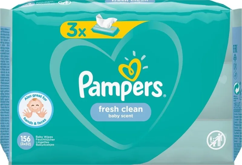 Pampers Fresh Clean Billendoekjes 3 x 52 stuks de Pampers – photo produit