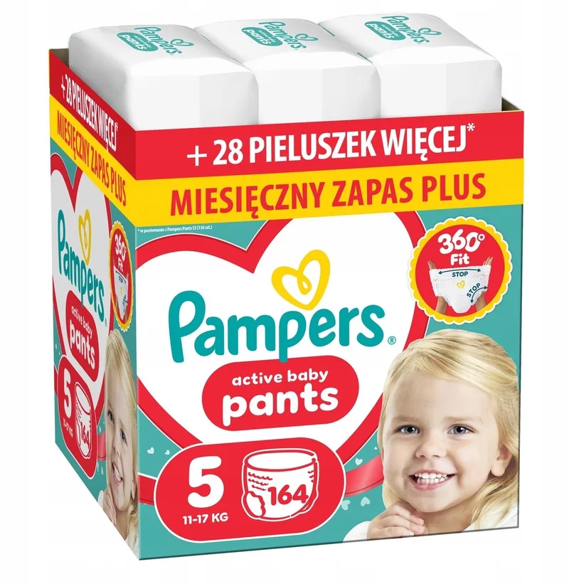 Pants Maat 5 - 164 stuks - 11-17 kg - Dag & Nacht Bescherming de Pampers – photo produit