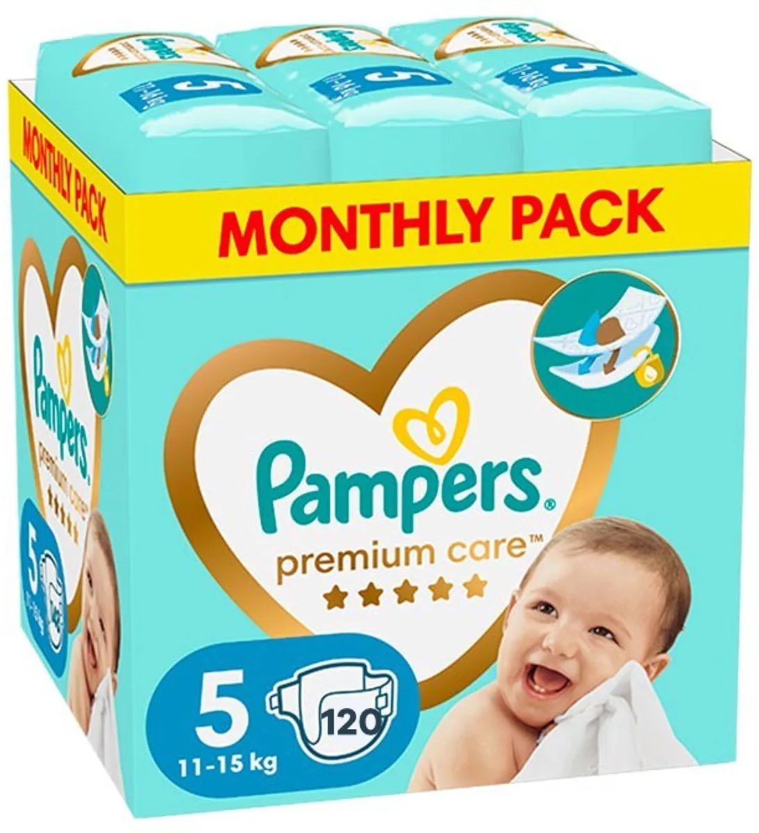 Premium Care - Maat 5 - Maandbox - 120 luiers - 11kg / 15kg von Pampers – Produktfoto