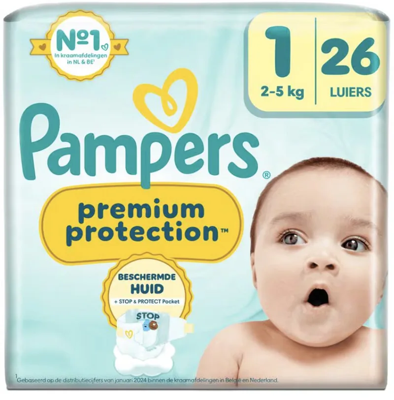 Premium Protection Luiers Maat 1 2-5 KG 26 Stuks de Pampers – photo produit