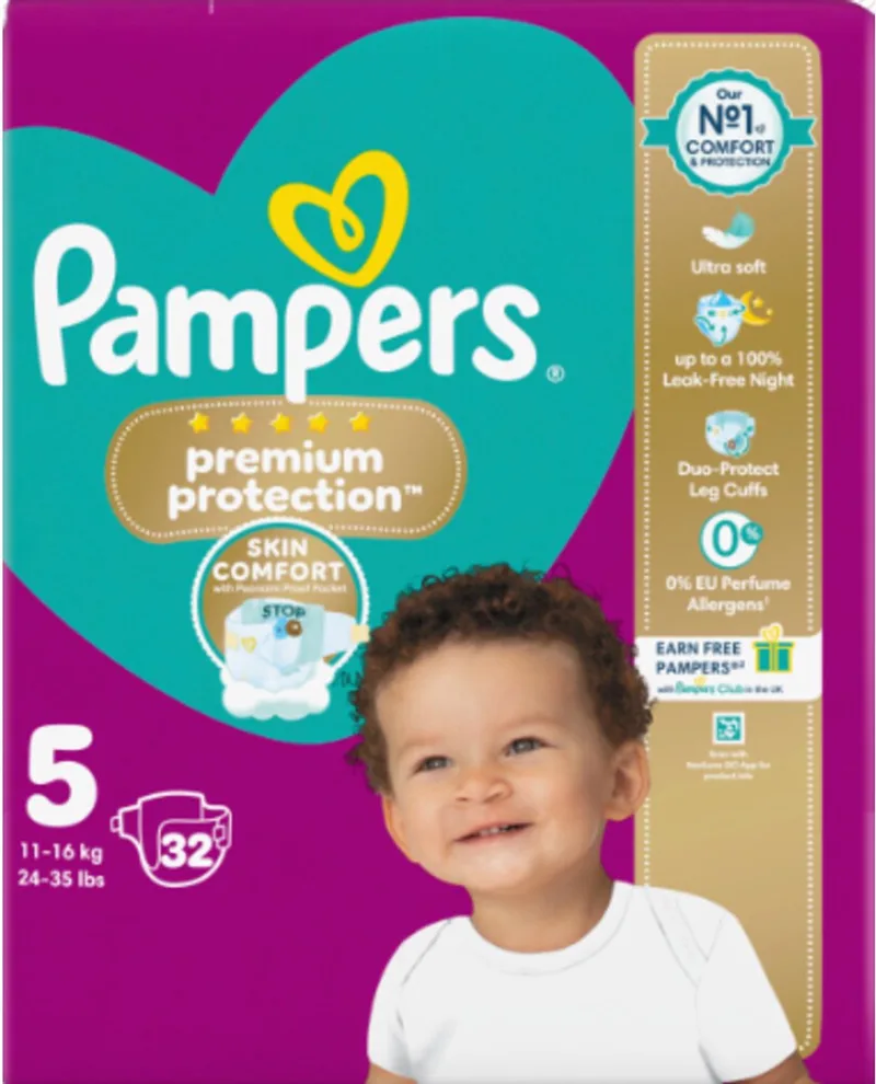 Premium Protection Luiers Maat 5 (11-16kg) 32 stuks de Pampers – photo produit