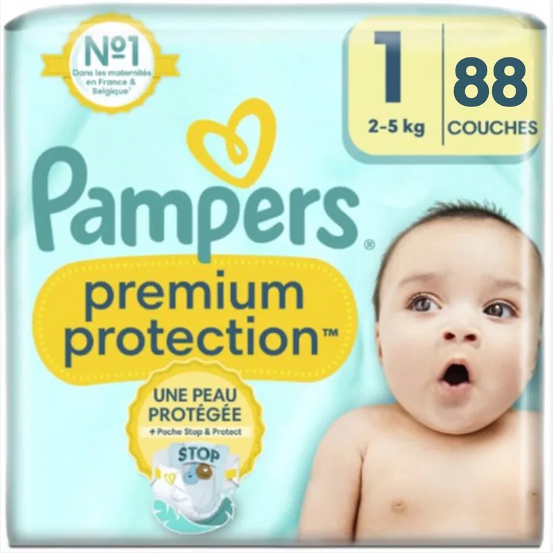 Premium Protection - Maat 1 - 88 Luiers (2-5KG) van Pampers – productfoto