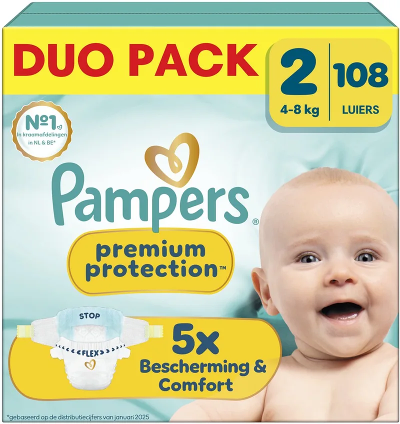 Premium Protection Maat 2 - 108 Luiers - 4kg-8kg van Pampers – productfoto