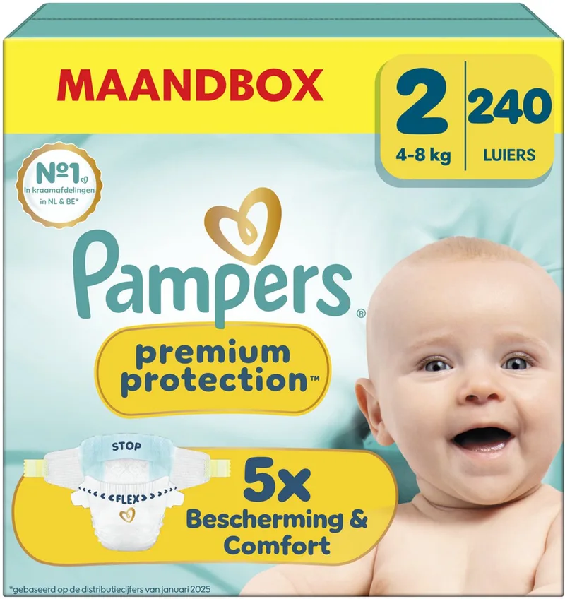 Premium Protection Maat 2 - 240 Luiers - 4kg-8kg - Maandbox by Pampers – product photo