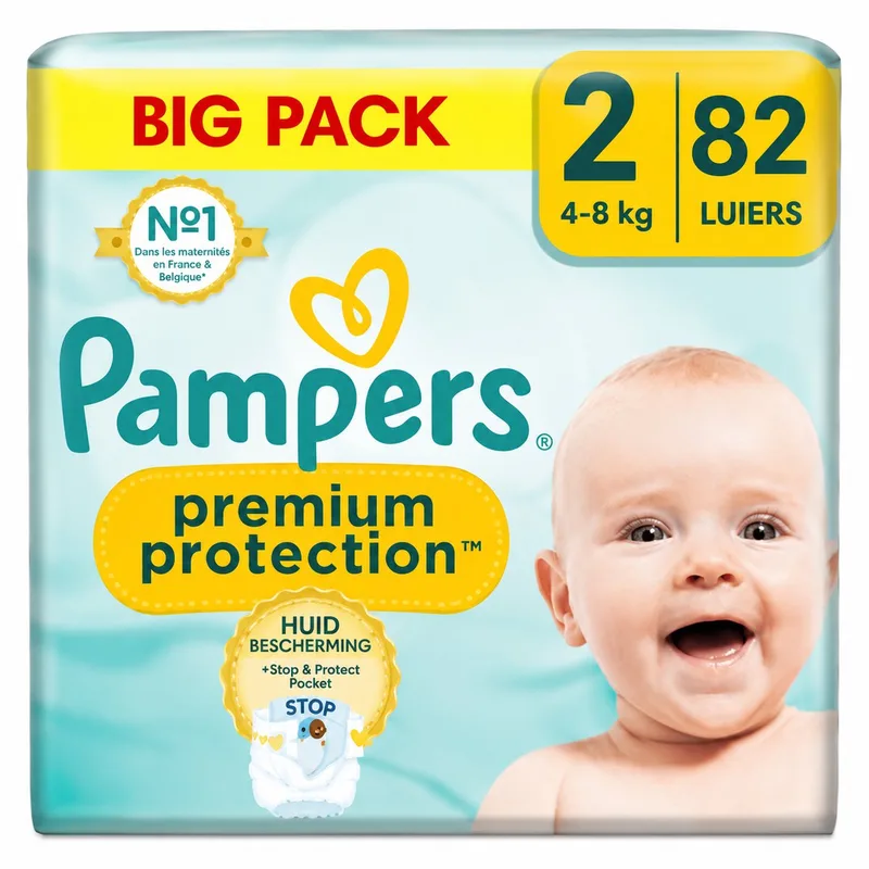 Premium Protection Maat 2 Luiers (4-8kg) - 82 stuks - Big Pack van Pampers – productfoto