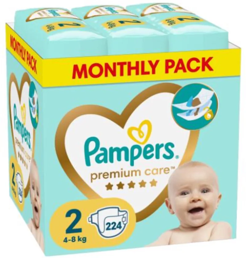 Premium Protection - Maat 2 - Maandbox - 224 luiers - 4/8 KG van Pampers – productfoto