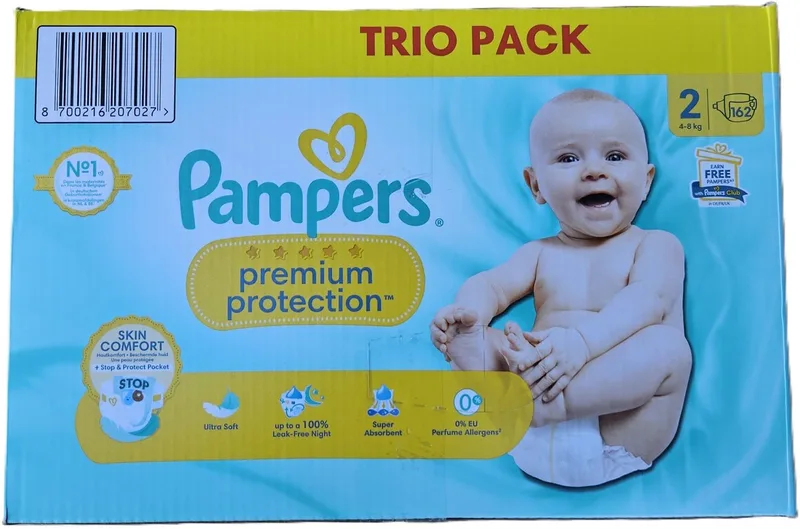 Premium Protection - Maat 2 - Trio pack - Mega Pack - 162 luiers 4-8 KG by Pampers – product photo