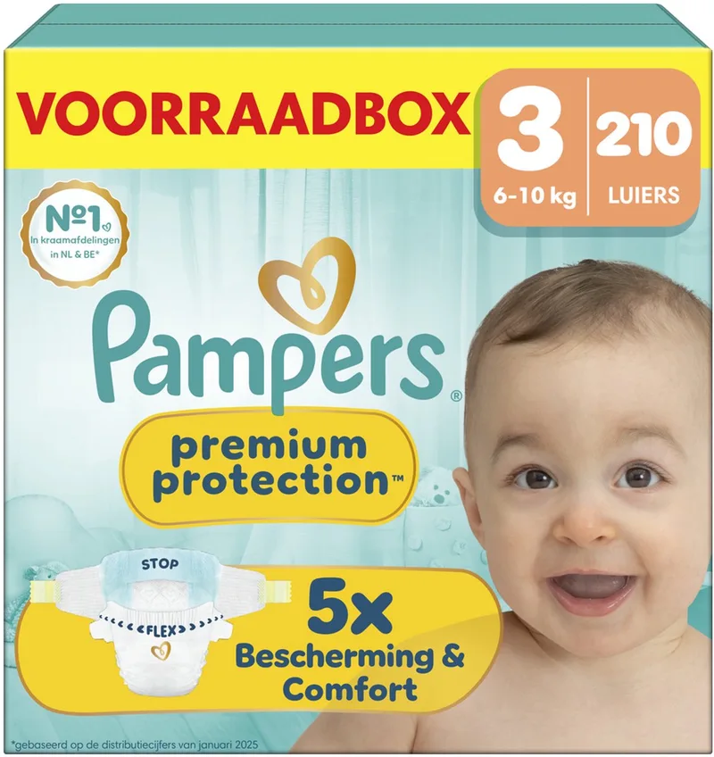 Premium Protection Maat 3 - 210 Luiers - 6kg-10kg - Voorraadbox von Pampers – Produktfoto