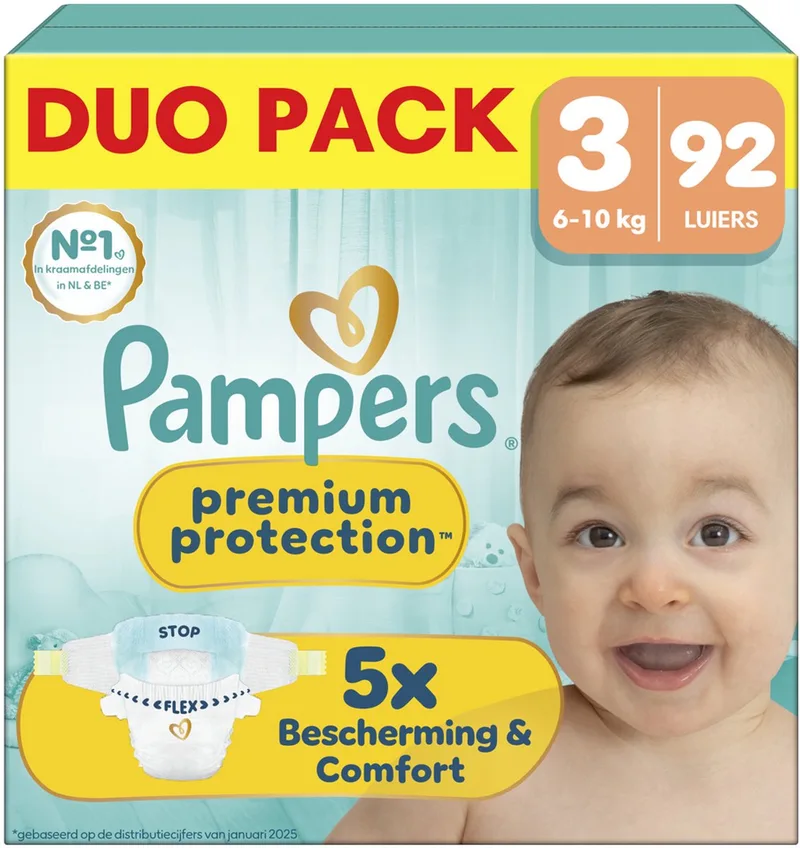 Premium Protection Maat 3 - 92 Luiers - 6kg-10kg by Pampers – product photo