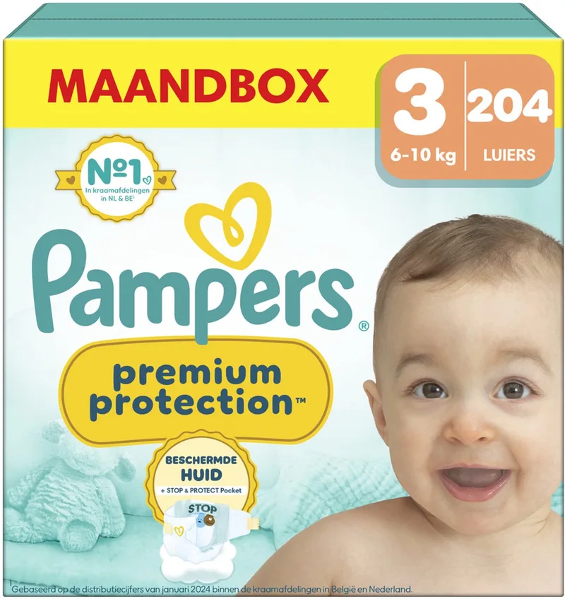 Premium Protection Maat 3, Luiers X204, 6kg-10kg van Pampers – productfoto