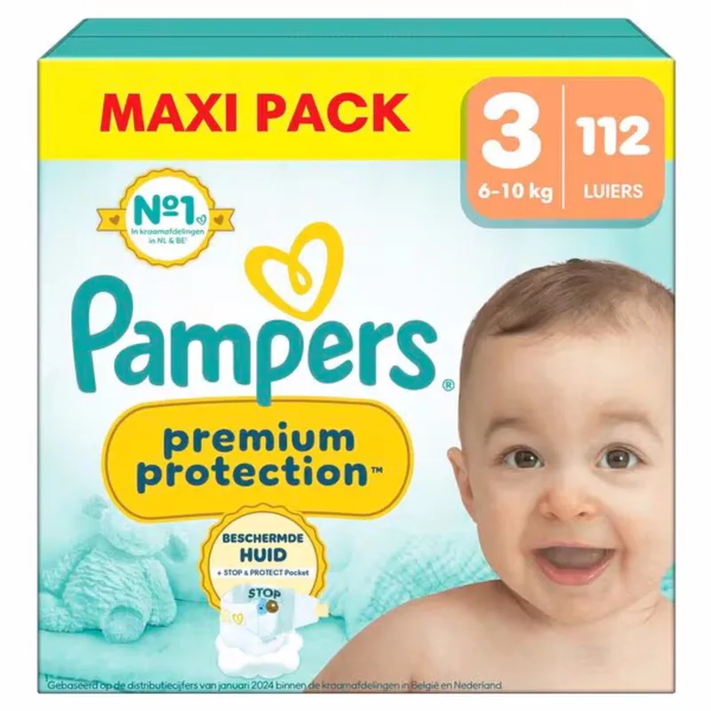 Premium Protection - Maat 3 - Mega Pack - 112 luiers - 6/10 KG van Pampers – productfoto