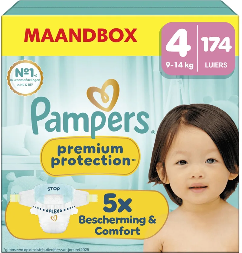 Premium Protection Maat 4, 174 Luiers, 9kg-14kg by Pampers – product photo