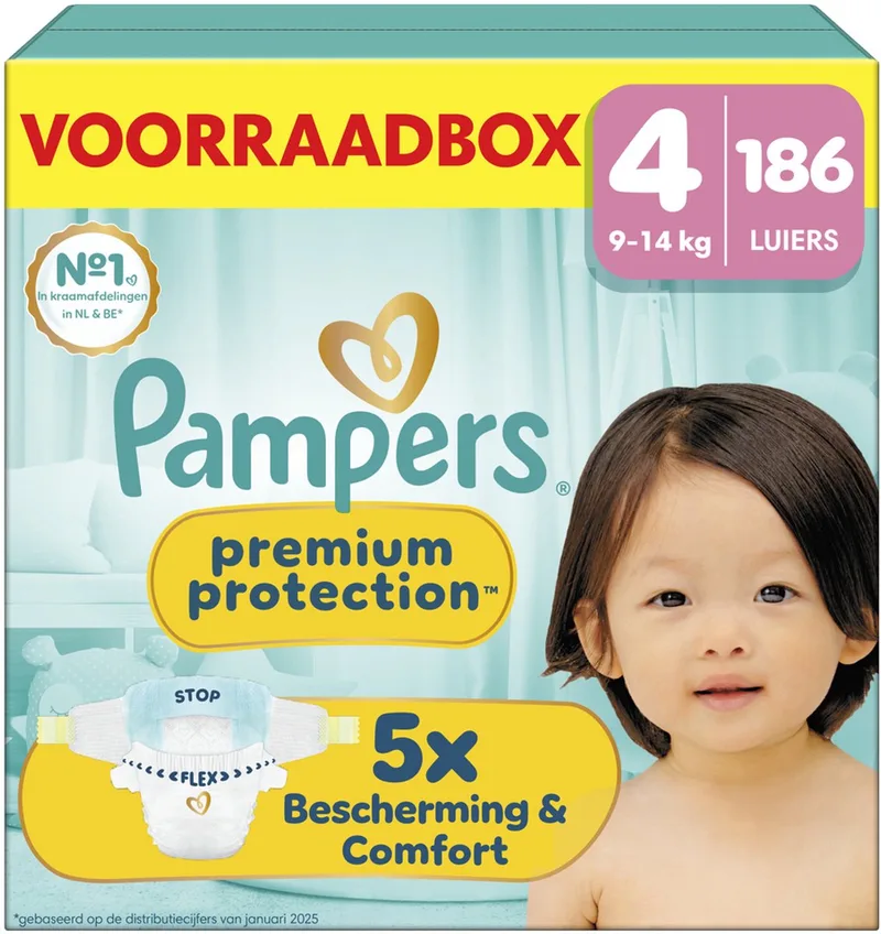 Premium Protection Maat 4 - 186 Luiers - 9kg-14kg - Voorraadbox by Pampers – product photo