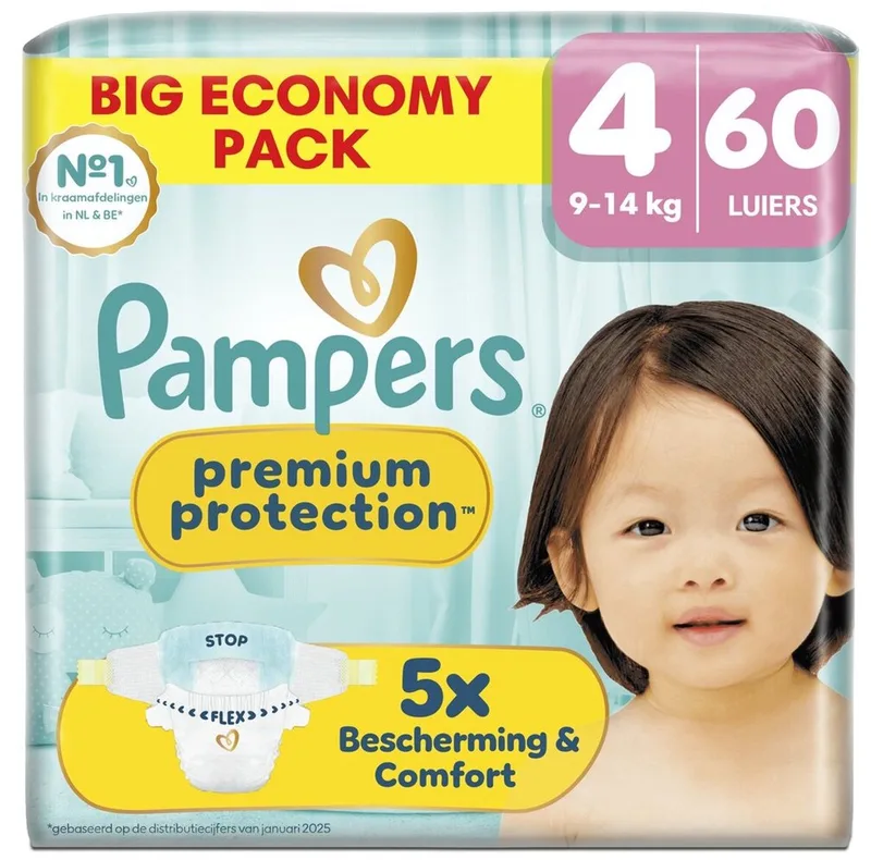 Premium Protection Maat 4 - 60 Luiers - 9kg-14kg van Pampers – productfoto