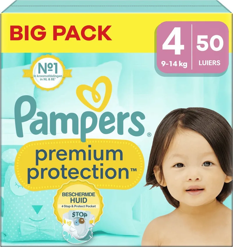 Premium Protection - Maat 4 - Big Pack - 50 luiers - 9/14 KG van Pampers – productfoto