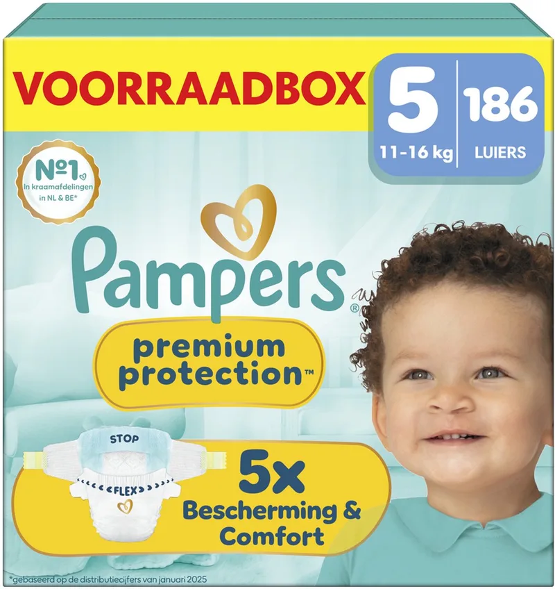 Premium Protection Maat 5 - 186 Luiers - 11kg-16kg - Voorraadbox by Pampers – product photo