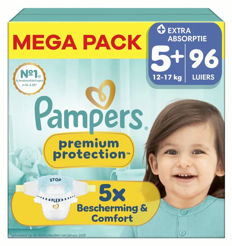 Premium Protection - Maat 5+ - Mega Pack - 96 luiers - 12/17KG by Pampers – product photo