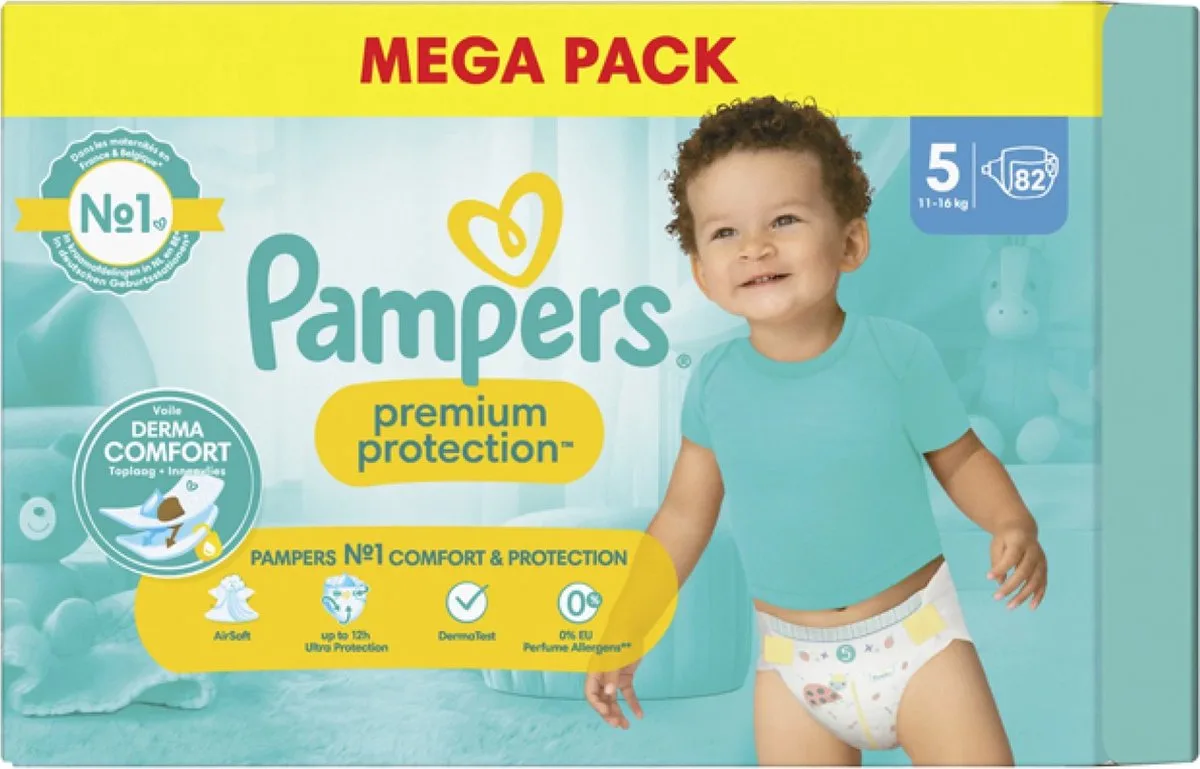 Premium Protection - Maat 5 - Megapack - 82 luiers - 11/16 KG van Pampers – productfoto