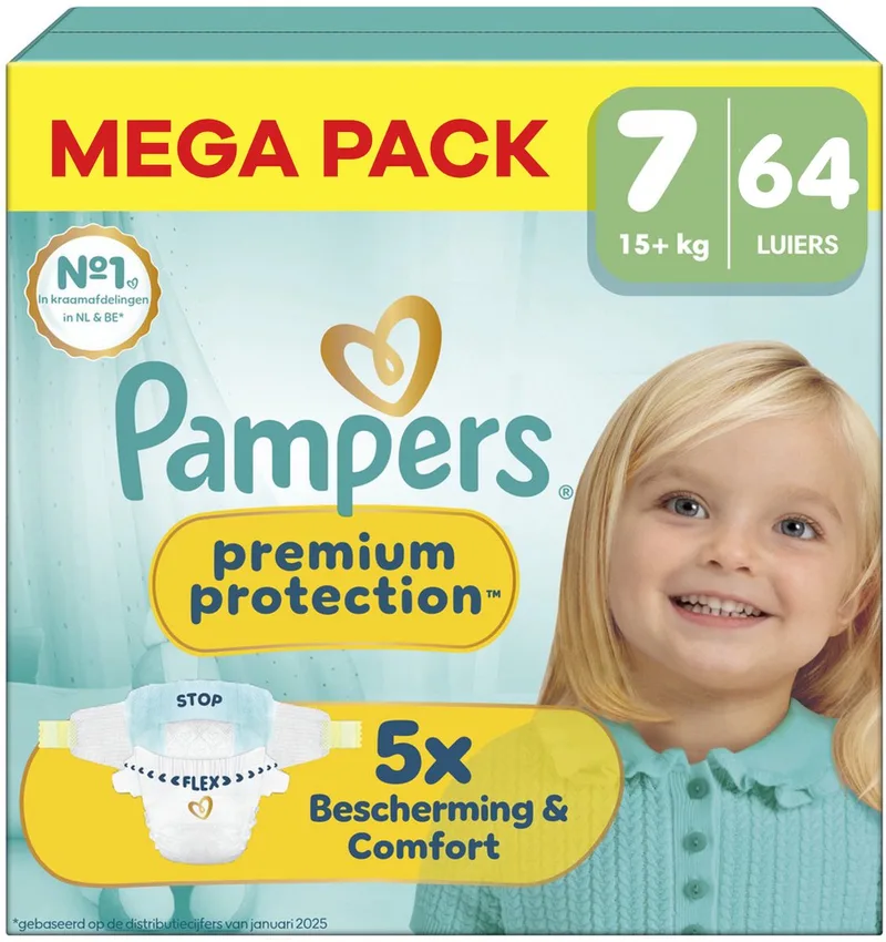 Premium Protection - Maat 7 - Mega Pack - 64 luiers - 15+KG van Pampers – productfoto