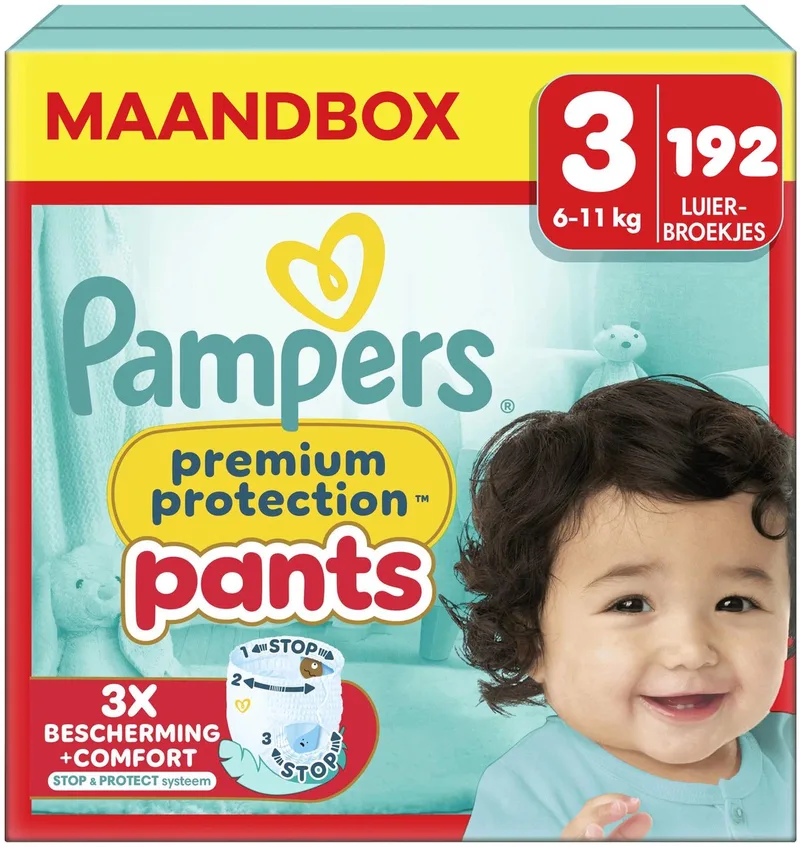 Premium Protection Pants - Maat 3 - Maandbox - 192 stuks - 6/11 KG by Pampers – product photo