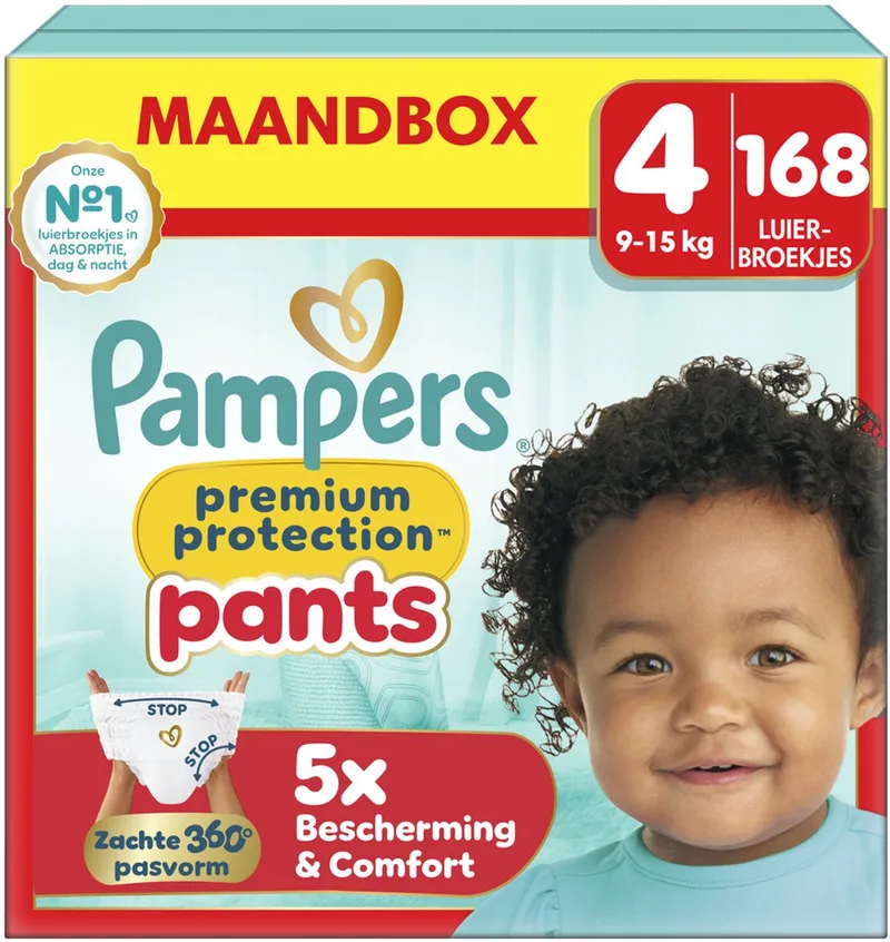 Premium Protection Pants Maat 4, 168 Luierbroekjes, 9kg-15kg van Pampers – productfoto