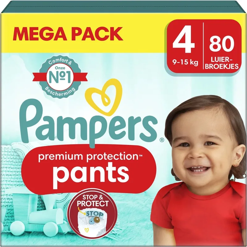 Premium Protection Pants - Maat 4 (9kg-15kg) - 80 Luierbroekjes - Mega Pack by Pampers – product photo