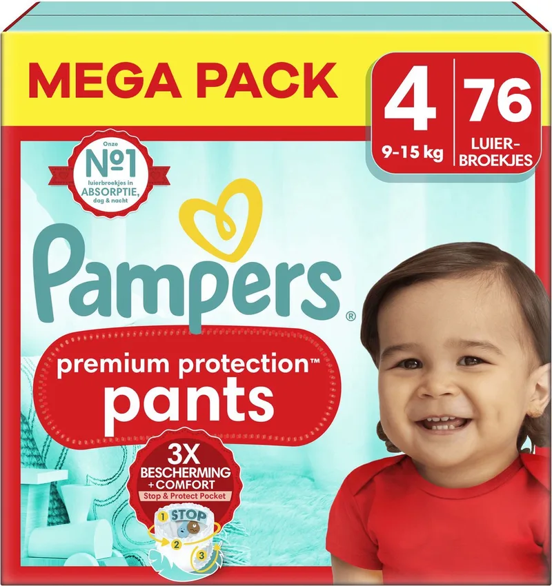 Premium Protection Pants - Maat 4 - Mega Pack - 76 stuks - 9/15 KG van Pampers – productfoto