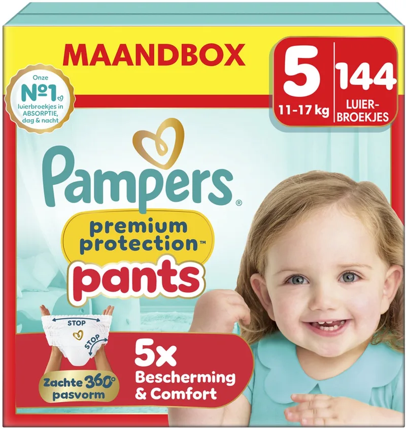 Premium Protection Pants Maat 5 Maandbox - 144 Luierbroekjes - 11kg-17kg - Maandbox de Pampers – photo produit