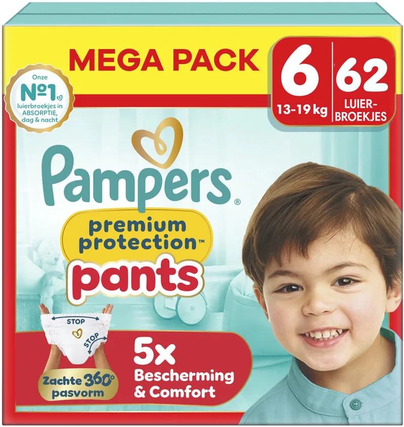 Premium Protection Pants - Maat 6 - Mega Pack - 62 stuks - 15+ KG de Pampers – photo produit