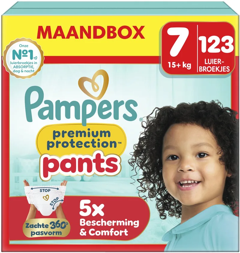 Premium Protection Pants Maat 7, 123 Luierbroekjes, 15kg+ by Pampers – product photo
