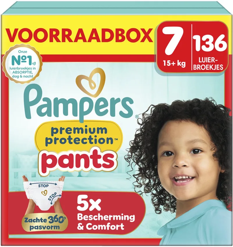 Premium Protection Pants Maat 7 - 136 Luierbroekjes - 15kg+ - Voorraadbox de Pampers – photo produit