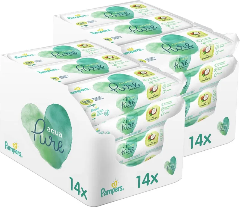 Pure Coconut - Billendoekjes - 1176 doekjes - 28 x 42 de Pampers – photo produit