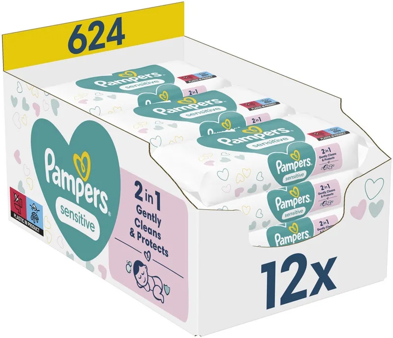 Sensitive Babydoekjes - 12 Verpakkingen = 624 Billendoekjes by Pampers – product photo