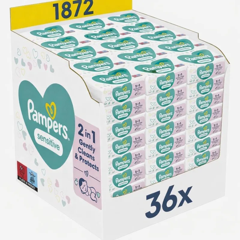 Sensitive Babydoekjes - 36 Verpakkingen a 52 Doekjes = 1872 Billendoekjes by Pampers – product photo