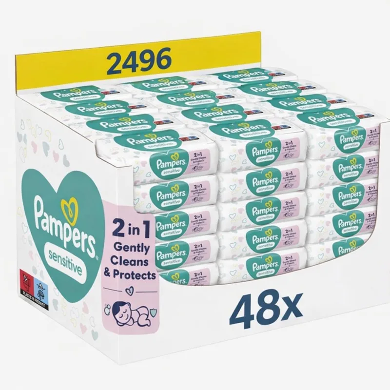 Sensitive Babydoekjes - 48 Verpakkingen a 52 Doekjes = 2496 Billendoekjes van Pampers – productfoto