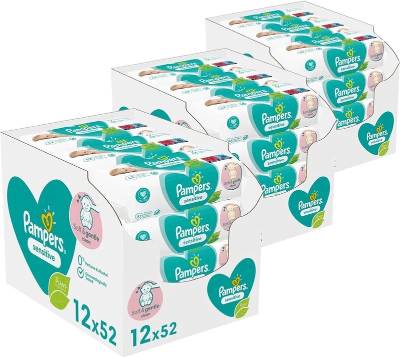 Sensitive - Billendoekjes 0% plastic - 36 x 52 de Pampers – photo produit