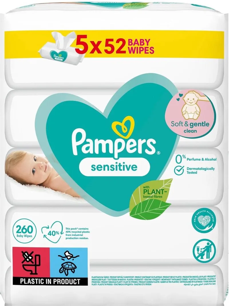 Sensitive Billendoekjes - 260 Doekjes de Pampers – photo produit