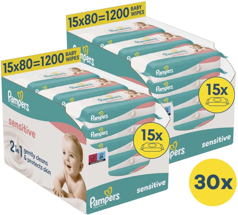 Sensitive Billendoekjes - 30 Pakken - 2400 babydoekjes van Pampers – productfoto