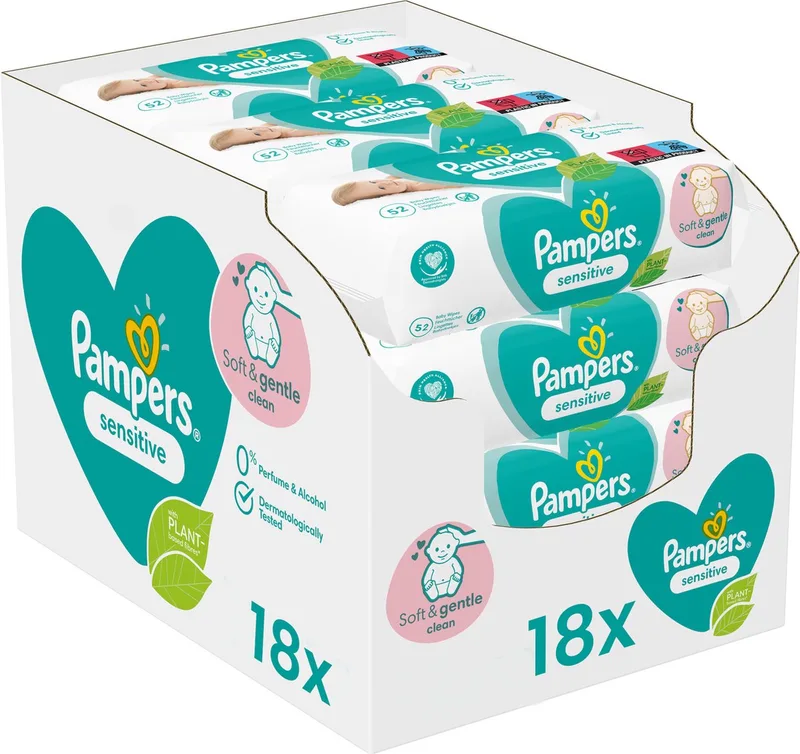 Sensitive - Billendoekjes - 936 doekjes - 18 x 52 de Pampers – photo produit