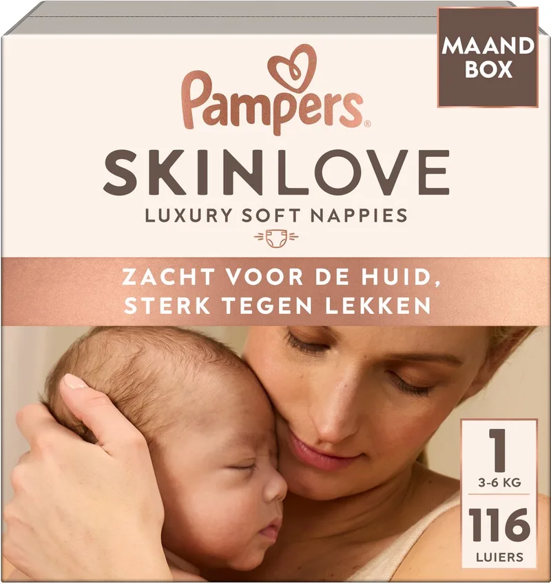 Skinlove - Maat 1 - 116 Luiers - 3kg-6kg - Zacht Voor De Huid - Sterk Tegen Lekken van Pampers – productfoto