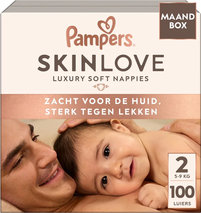 Skinlove - Maat 2 - 100 Luiers - 5kg-9kg - Zacht Voor De Huid - Sterk Tegen Lekken van Pampers – productfoto
