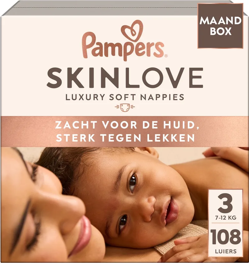 Skinlove - Maat 3 - 108 Luiers - 7kg-12kg - Zacht Voor De Huid - Sterk Tegen Lekken van Pampers – productfoto