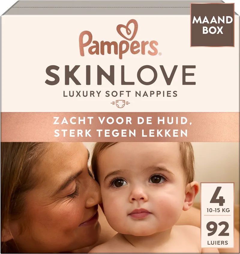 Skinlove - Maat 4 - 92 Luiers - 10kg-15kg - Zacht Voor De Huid - Sterk Tegen Lekken van Pampers – productfoto
