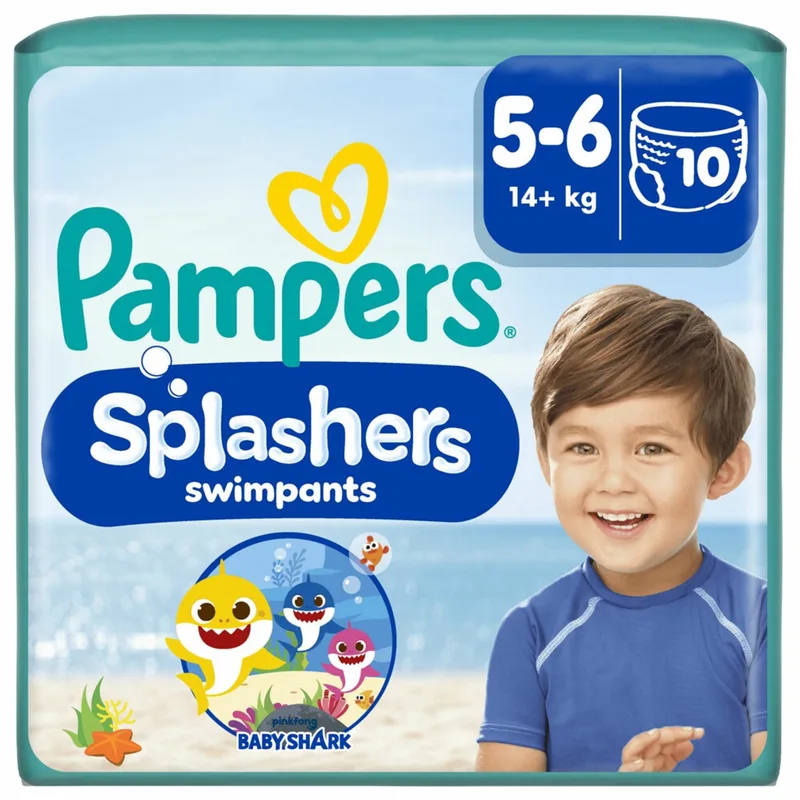Splashers - Maat 5-6 (14+ kg) - 10 Wegwerpbare Zwemluiers de Pampers – photo produit