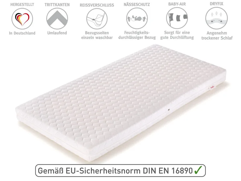 Babymatratze Mariella-Hygienica®, Paradies, 9.5 cm hoch, sichere & getestete Babymatratze nach DIN-Norm fra Paradies – produktbillede 2 af 5
