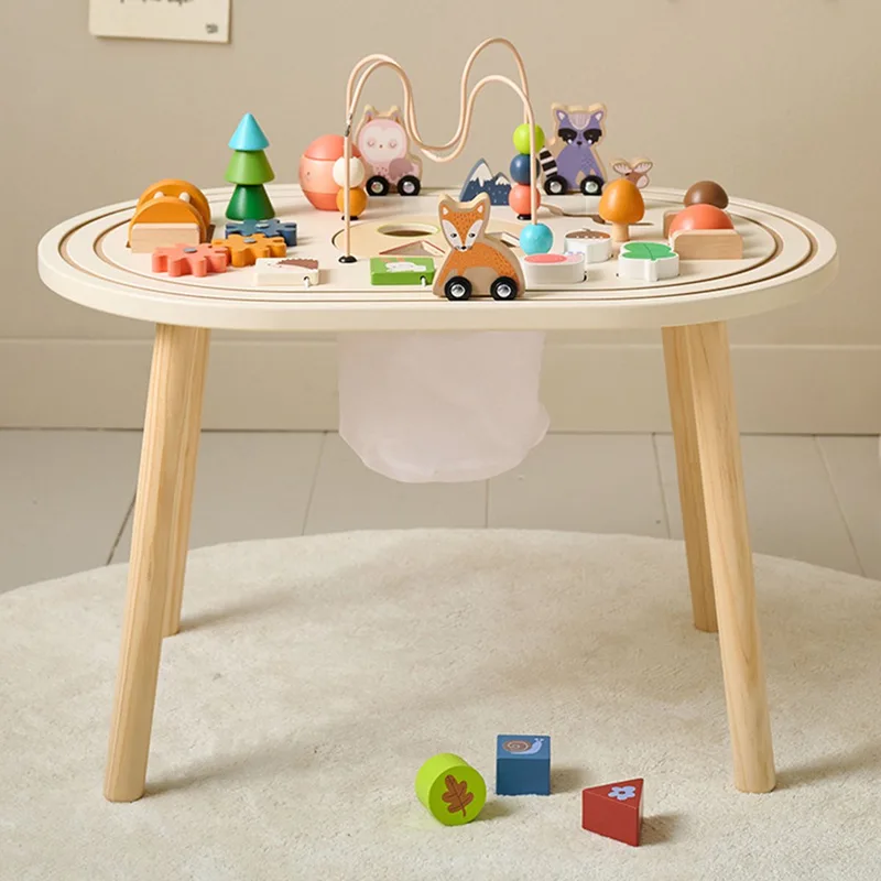 Activiteitentafel Forêt – Waterbasis verf – Stimuleert motorische & cognitieve ontwikkeling – Speeltafel met praktische opbergbak de Petite Amélie en Multicolore – photo produit