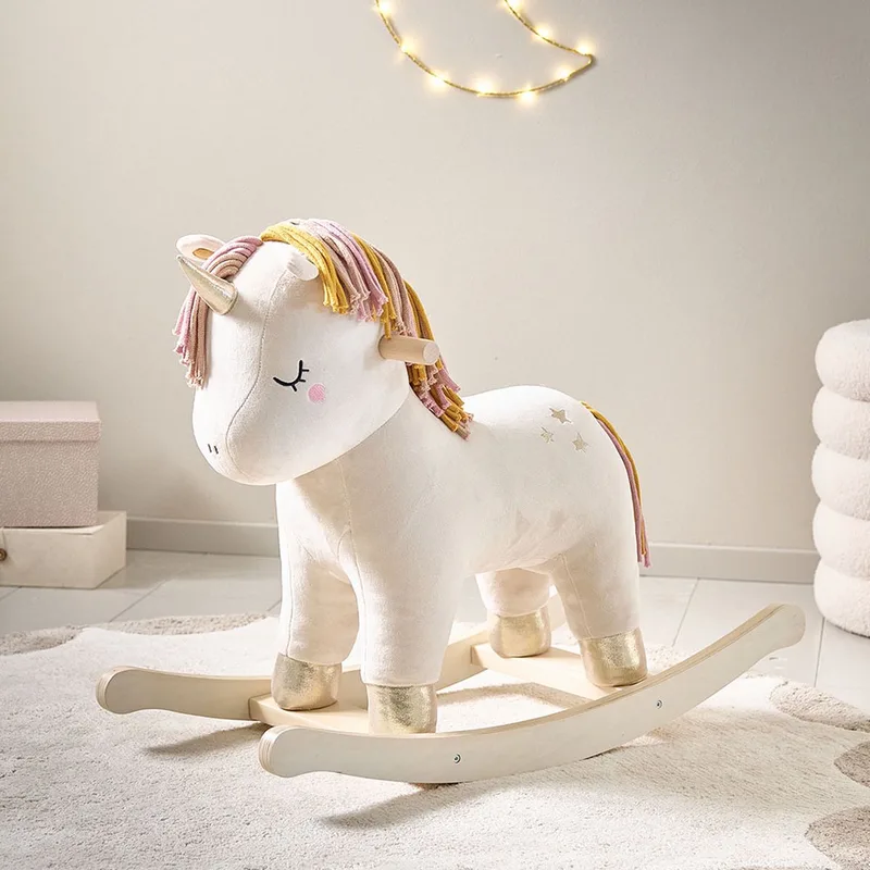 Hobbelpaard Eenhoorn 'Lara' – Schommelstoel voor Baby – Hobbeldier voor een Wereld vol Magie & Fantasie - Vanaf 1 Jaar de Petite Amélie en Beige – Lara – photo produit
