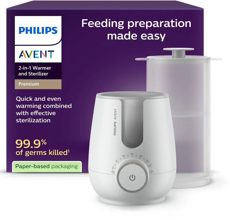 2-in-1 Flessenwarmer & Sterilisator – Snelle en veilige opwarming – 260 ml - SCF359/00 by Philips Avent in Wit – product photo