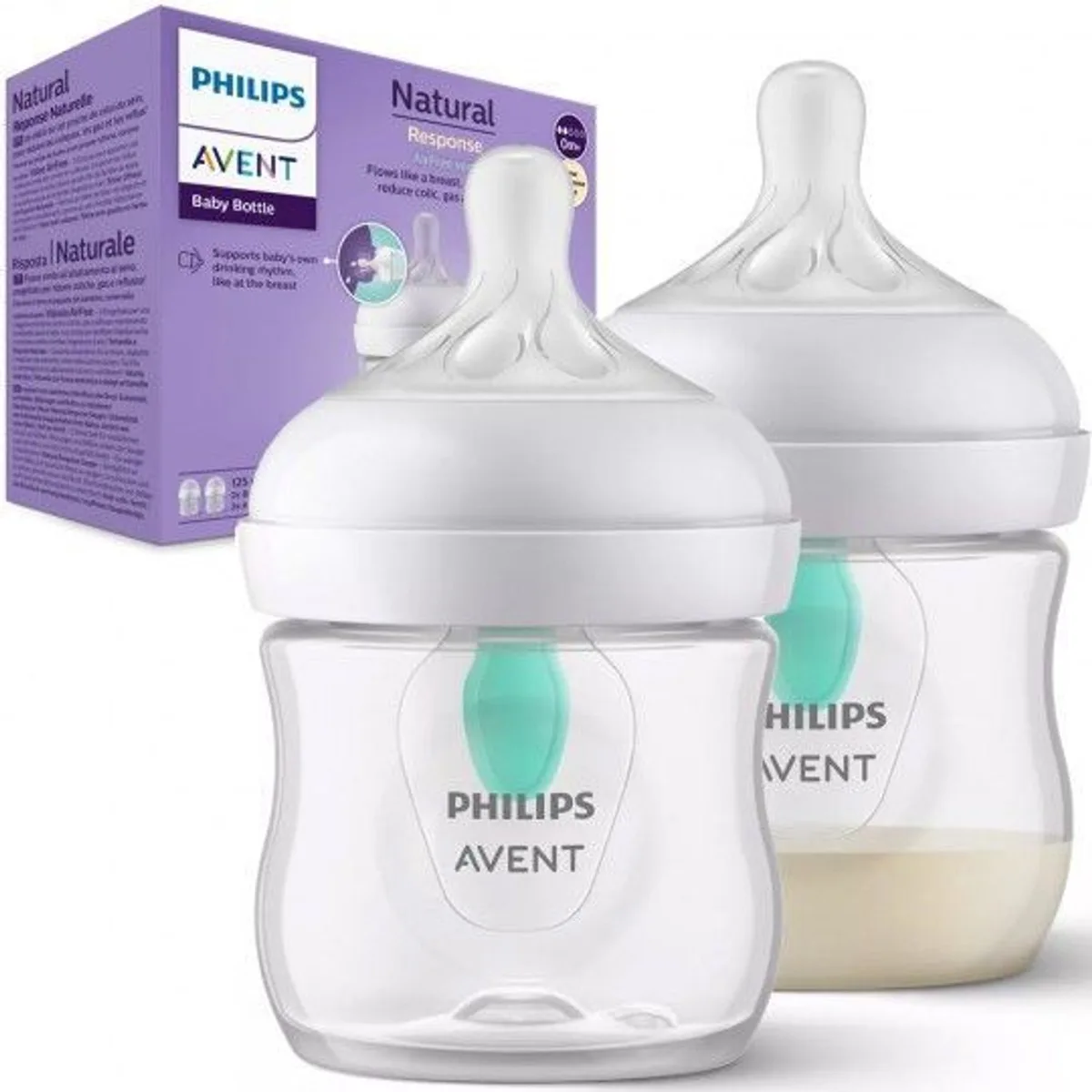 Babyfles - Babyflesje - Babyfles 125ml - Natural Responsive - AirFree - Anti-koliek - 2 stuks von Philips Avent in Transparent – Produktfoto